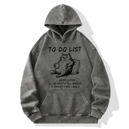 Tokyo-Tiger Cat's To-Do List Washed Hoodie