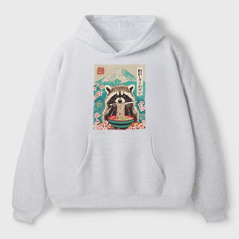 Tokyo-Tiger Please Give Raccoon A Discount Aldult Fleece Hoodie