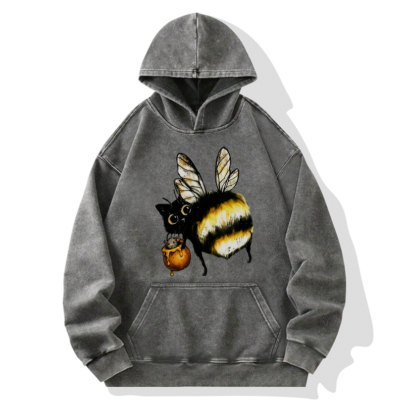 Tokyo-Tiger Cute Catbee Butt Washed Hoodie
