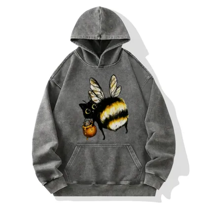 Tokyo-Tiger Cute Catbee Butt Washed Hoodie