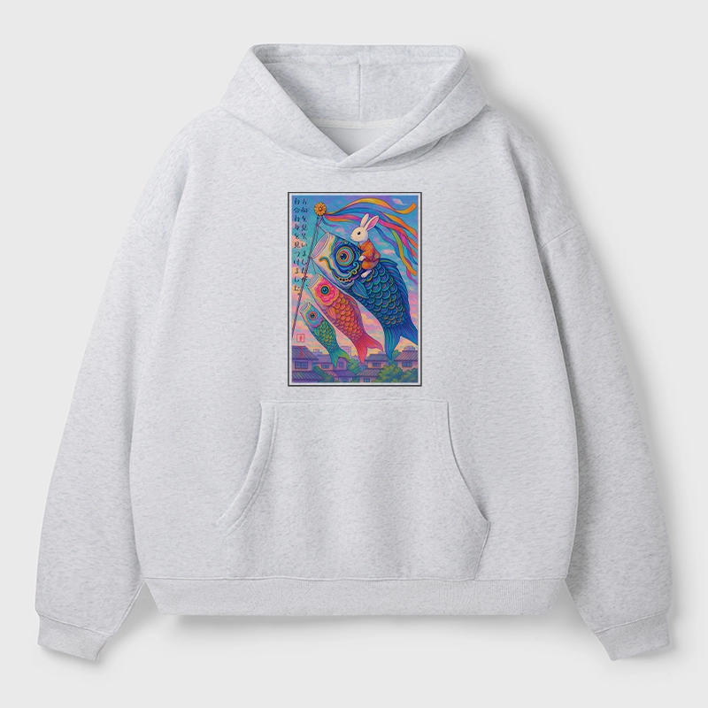 Tokyo-Tiger Ukiyoe Rabbit Ride Carp Streamer Poster Aldult Fleece Hoodie
