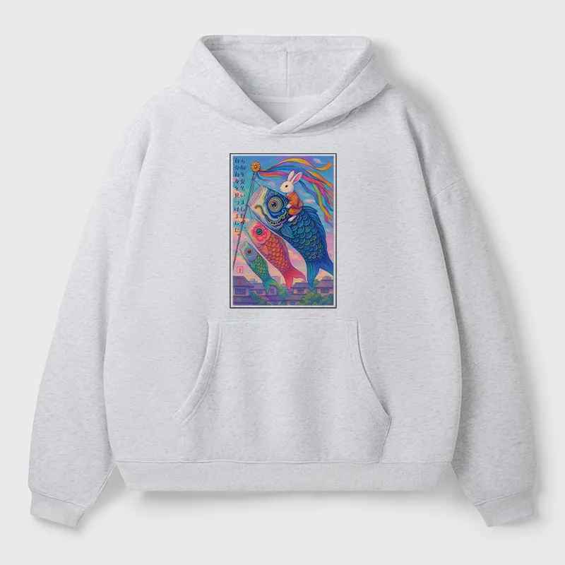 Tokyo-Tiger Ukiyoe Rabbit Ride Carp Streamer Poster Aldult Fleece Hoodie