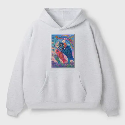 Tokyo-Tiger Ukiyoe Rabbit Ride Carp Streamer Poster Aldult Fleece Hoodie