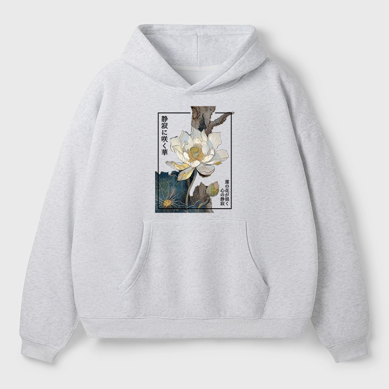 Tokyo-Tiger Blooming Lotus Japan Aldult Fleece Hoodie