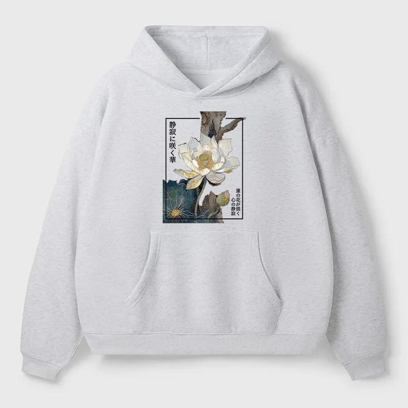 Tokyo-Tiger Blooming Lotus Japan Aldult Fleece Hoodie