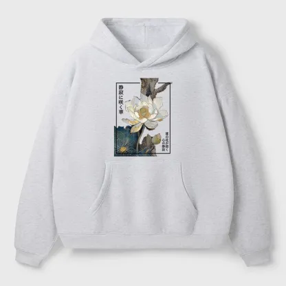 Tokyo-Tiger Blooming Lotus Japan Aldult Fleece Hoodie