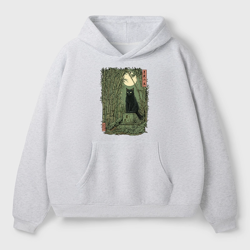 Tokyo-Tiger Black Cat In The Bamboo Forest Aldult Fleece Hoodie