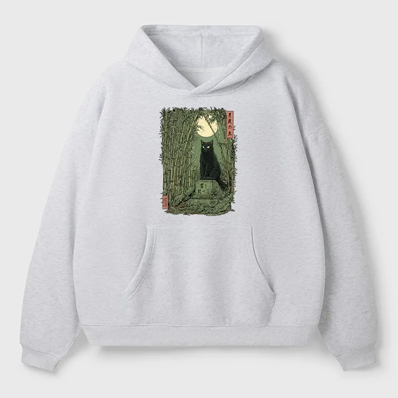 Tokyo-Tiger Black Cat In The Bamboo Forest Aldult Fleece Hoodie