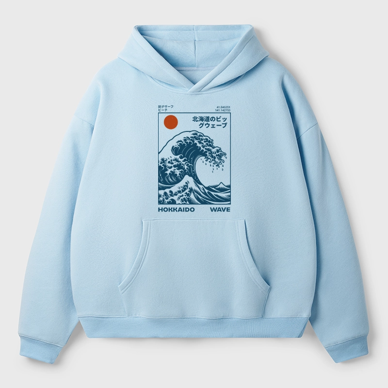 Tokyo-Tiger Hokkaido Wave Japan Aldult Fleece Hoodie