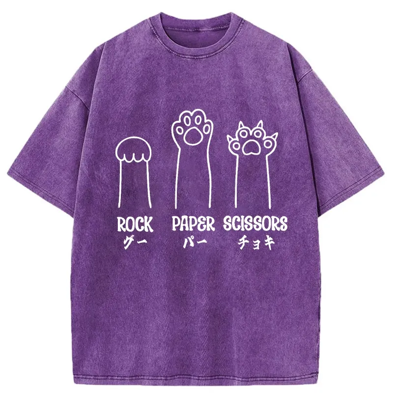 Tokyo-Tiger Rock Paper Scissors Washed T-Shirt