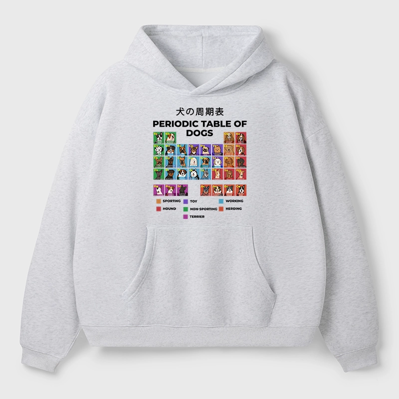 Tokyo-Tiger Periodic Table Of Dogs Aldult Fleece Hoodie