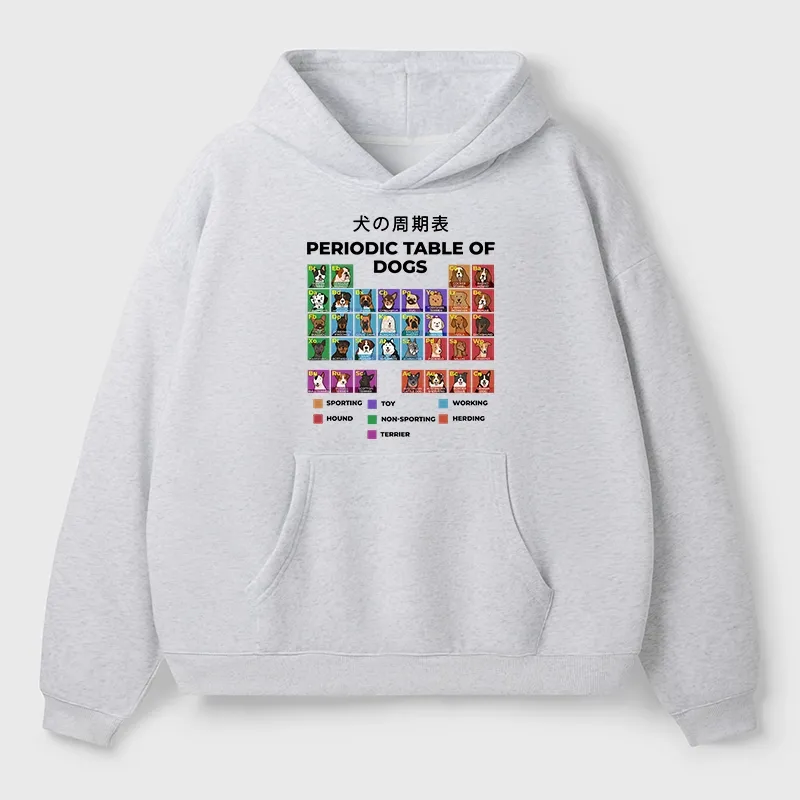 Tokyo-Tiger Periodic Table Of Dogs Aldult Fleece Hoodie