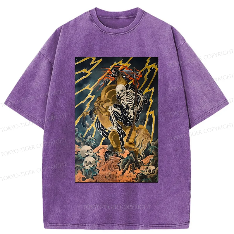 Tokyo-Tiger Ukiyo-e Death God Washed T-Shirt