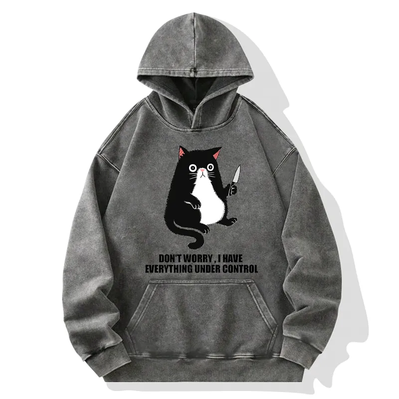 Tokyo-Tiger Cat Said Don't Worry Washed Hoodie