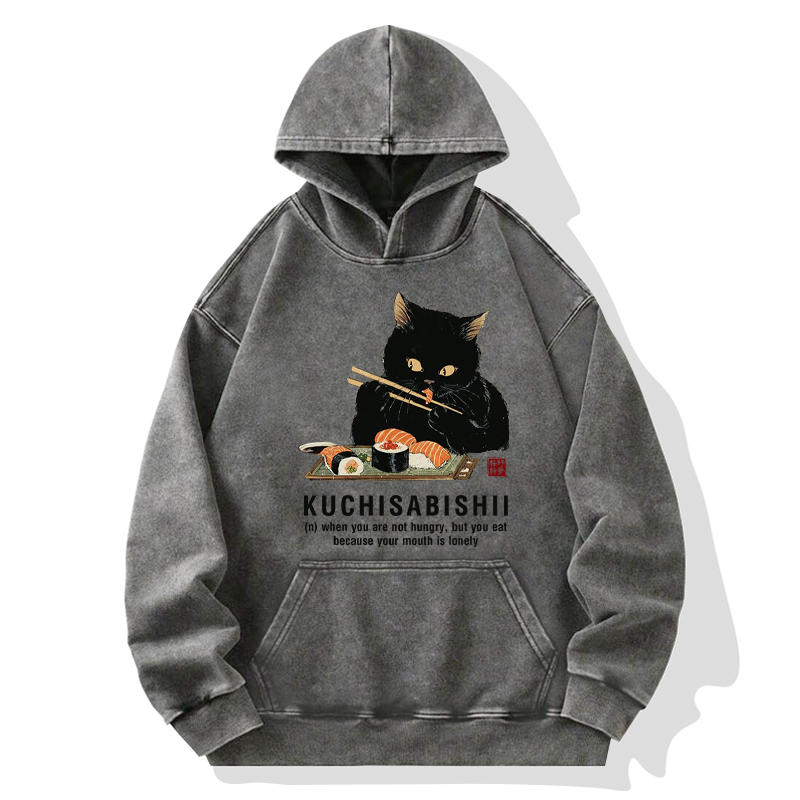 Tokyo-Tiger Cat：Not Hungry, Just Bored Washed Hoodie