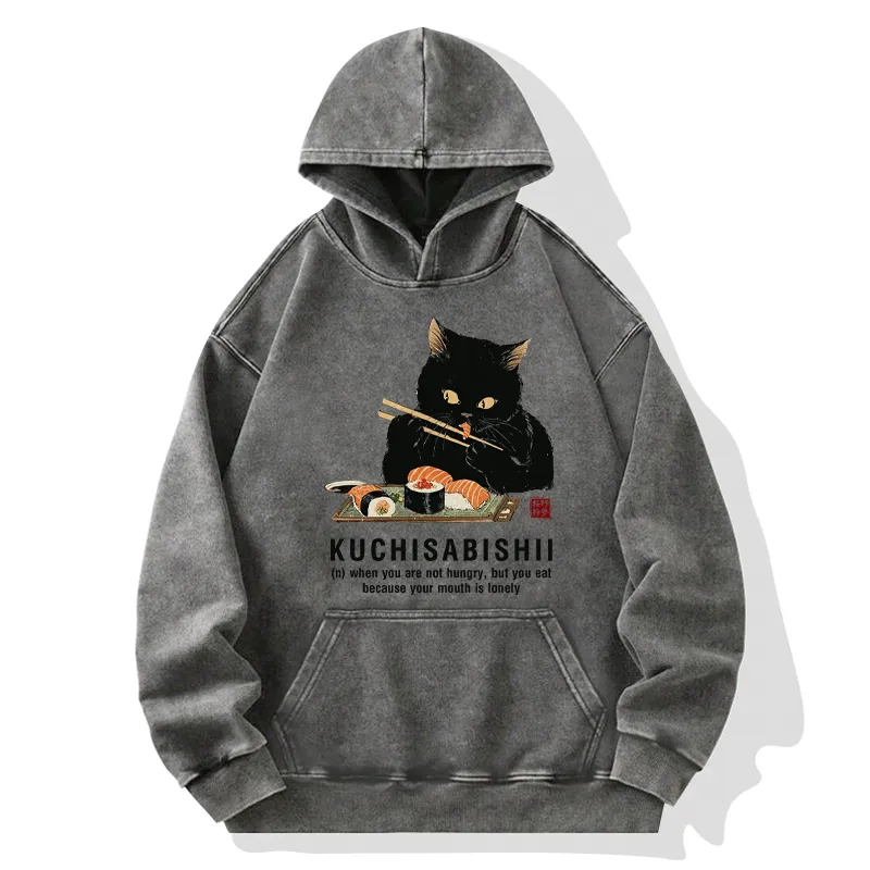 Tokyo-Tiger Cat：Not Hungry, Just Bored Washed Hoodie