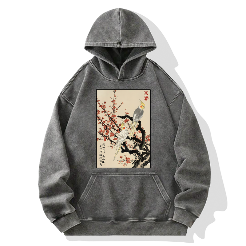 Tokyo-Tiger Whispers of Silent Blossoms Washed Hoodie