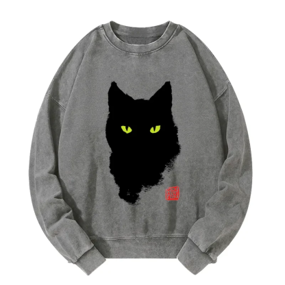 Tokyo-Tiger Cat Sharp Gaze Washed Sweatshirt