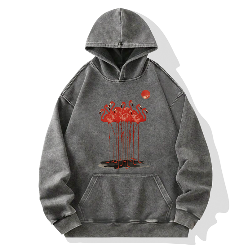 Tokyo-Tiger Flamingos at Dusk Washed Hoodie