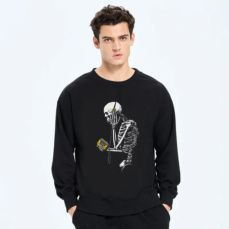 Tokyo-Tiger Skeleton Listening To Music Washed Classic Sweatshirt