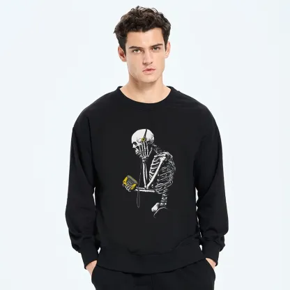 Tokyo-Tiger Skeleton Listening To Music Washed Classic Sweatshirt