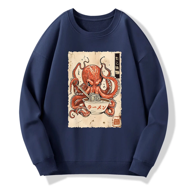 Tokyo-Tiger Retro Octopus Eating Ramen Classic Sweatshirt