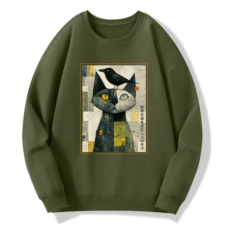 Tokyo-Tiger The Cat And The Crow Are Planning To Rule The World Classic Sweatshirt