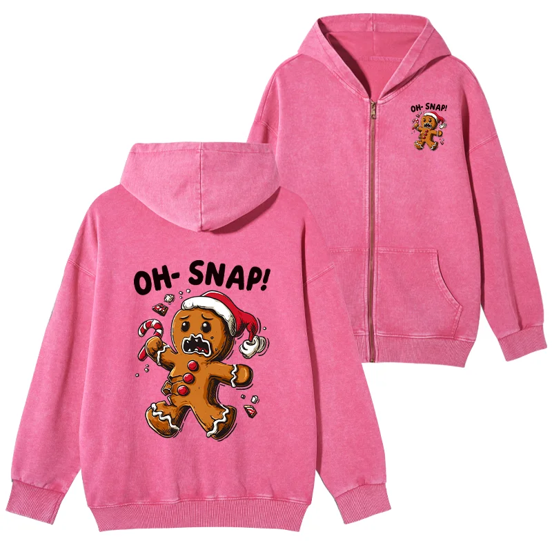 Tokyo-Tiger Oh Snap The Gingerbread Man's Christmas Chaos Washed Zip Hoodie