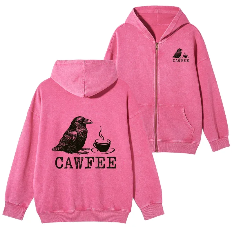 Tokyo-Tiger Cawfee Funny Japan Meme Washed Zip Hoodie