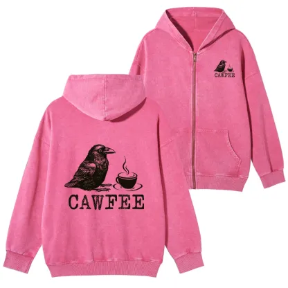 Tokyo-Tiger Cawfee Funny Japan Meme Washed Zip Hoodie