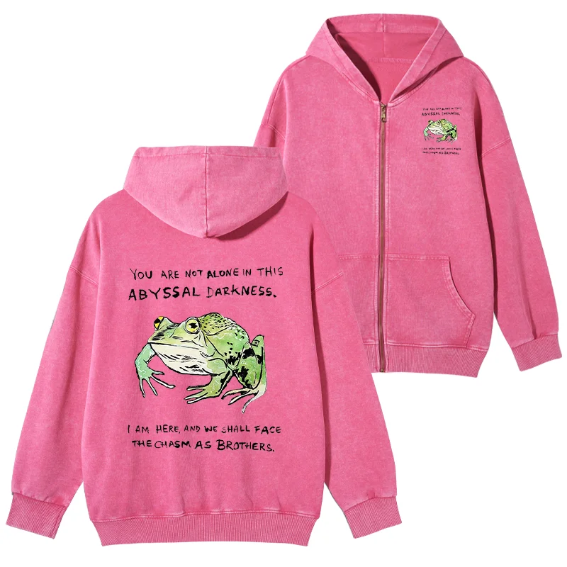 Tokyo-Tiger Support Your Frog Friends Washed Zip Hoodie