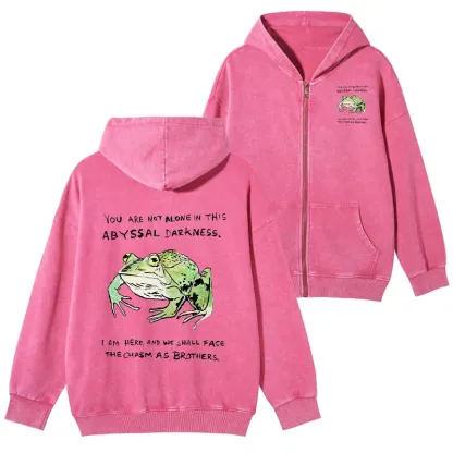 Tokyo-Tiger Support Your Frog Friends Washed Zip Hoodie