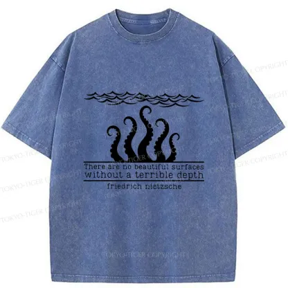 Tokyo-Tiger Mysterious Octopus Monster Washed T-Shirt