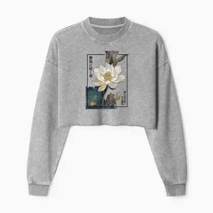Tokyo-Tiger Blooming Lotus Japan Washed Crop Sweatshirt