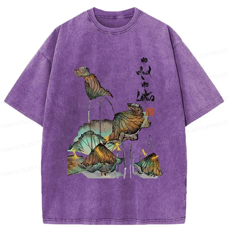 Tokyo-Tiger Zen Sayings No Mud No Lotus Washed T-Shirt