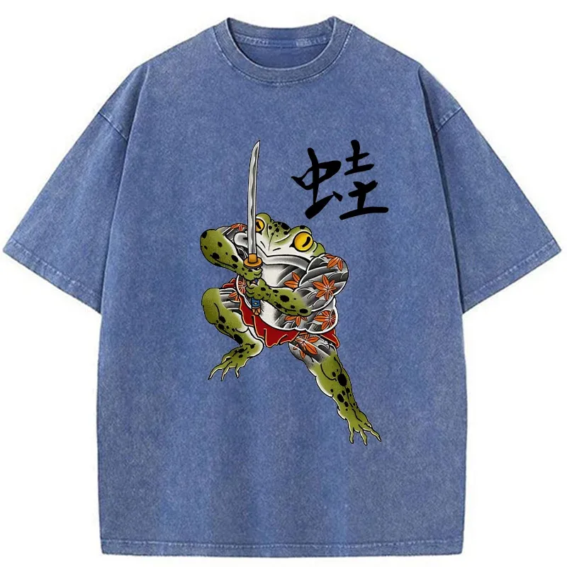 Tokyo-Tiger Scary Frog Samurai Washed T-Shirt