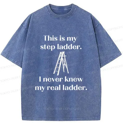 Tokyo-Tiger A Real Ladder Funny Washed T-Shirt