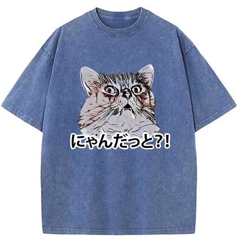 Tokyo-Tiger Angry Japanese Cat Washed T-Shirt