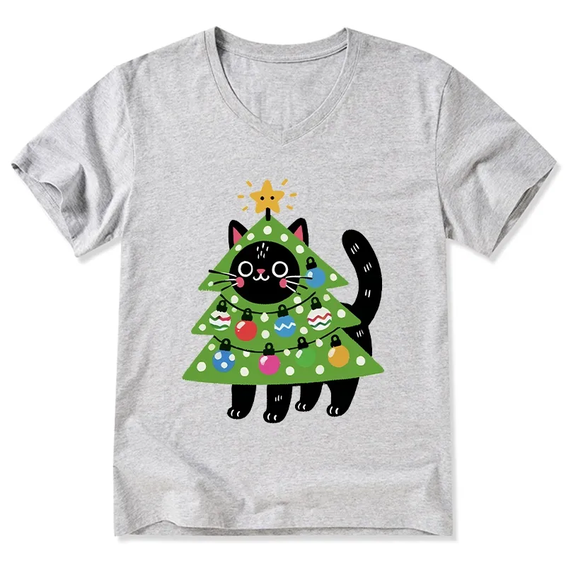 Tokyo-Tiger Christmas Tree Cat V-Neck Classic T-Shirt