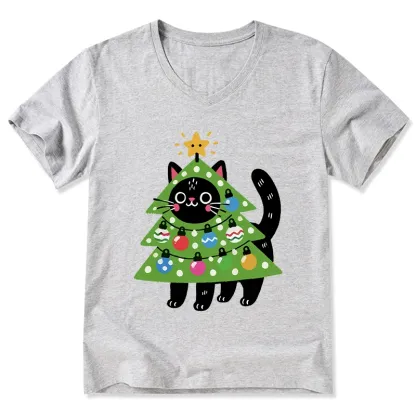 Tokyo-Tiger Christmas Tree Cat V-Neck Classic T-Shirt