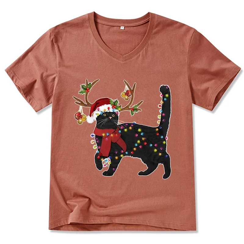 Tokyo-Tiger Christmas Black Cat V-Neck Classic T-Shirt