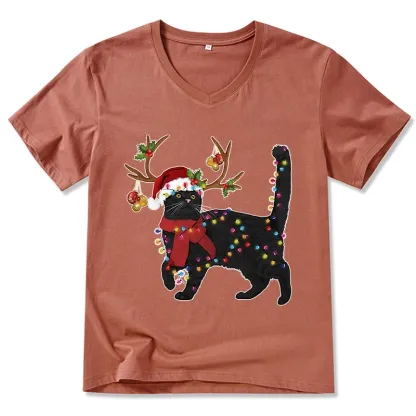 Tokyo-Tiger Christmas Black Cat V-Neck Classic T-Shirt