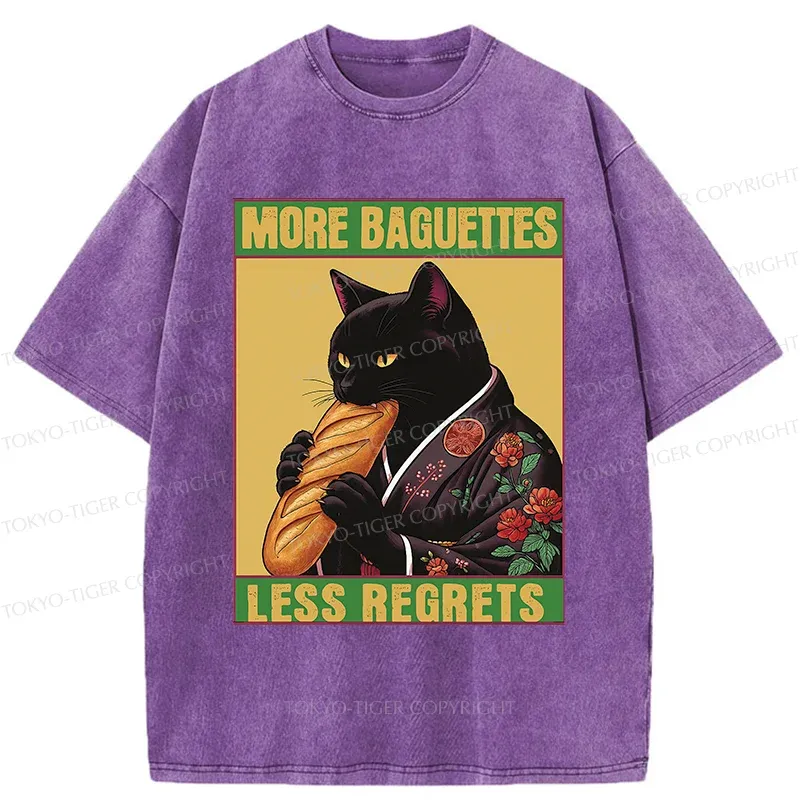 Tokyo-Tiger More Baguettes Less Regrets Washed T-Shirt