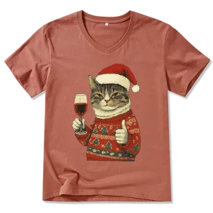 Tokyo-Tiger Christmas Cat Likes V-Neck Classic T-Shirt