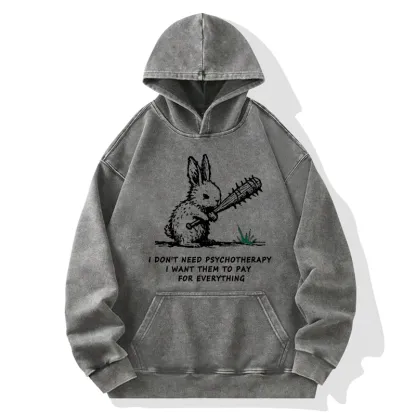 Tokyo-Tiger Violent Rabbit Funny Washed Hoodie