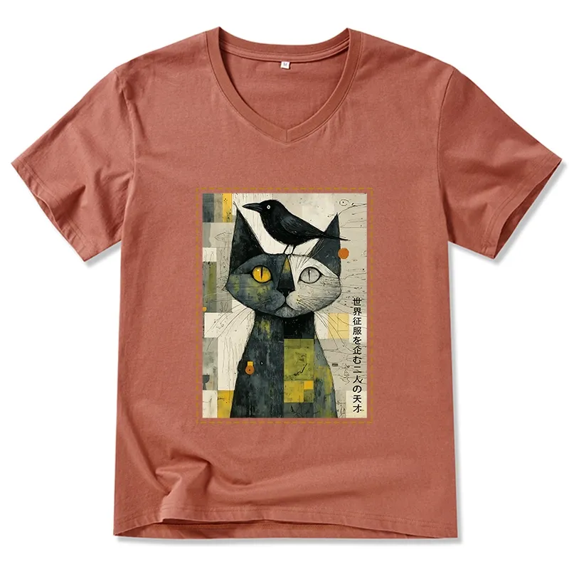 Tokyo-Tiger The Cat And The Crow Are Planning To Rule The World V-Neck Classic T-Shirt