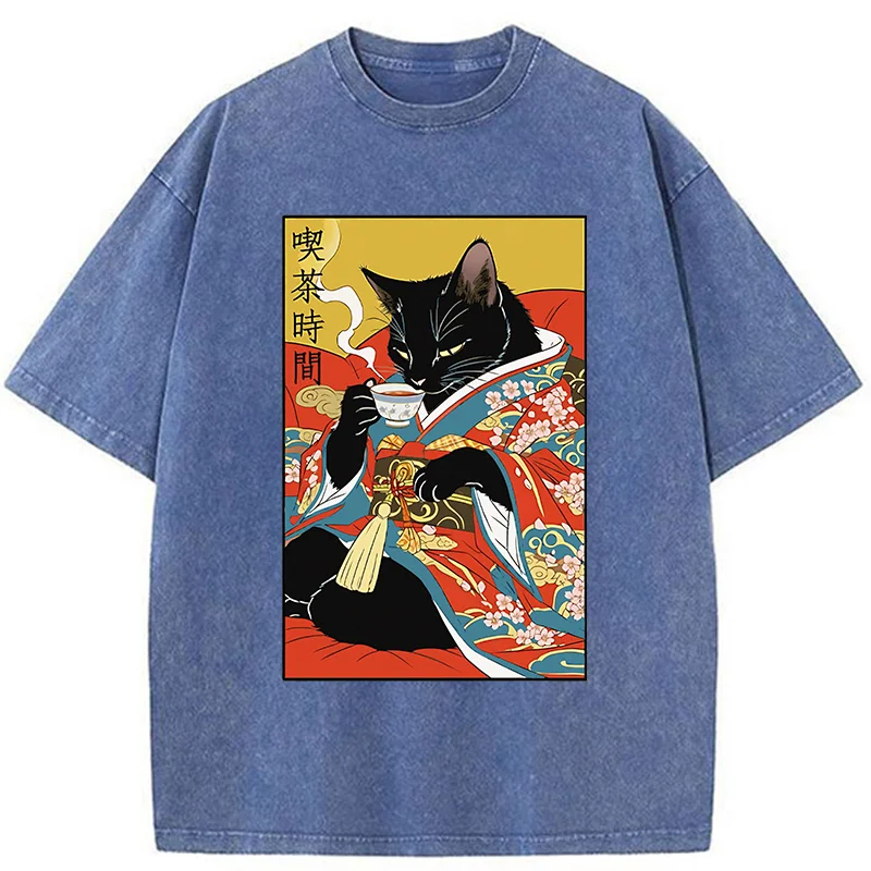 Tokyo-Tiger Afternoon Tea Time Washed T-Shirt
