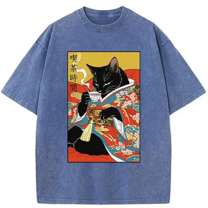 Tokyo-Tiger Afternoon Tea Time Washed T-Shirt