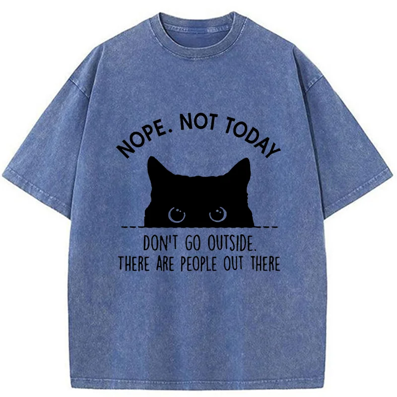 Tokyo-Tiger Introverted Cats Can't Go Outside Washed T-Shirt