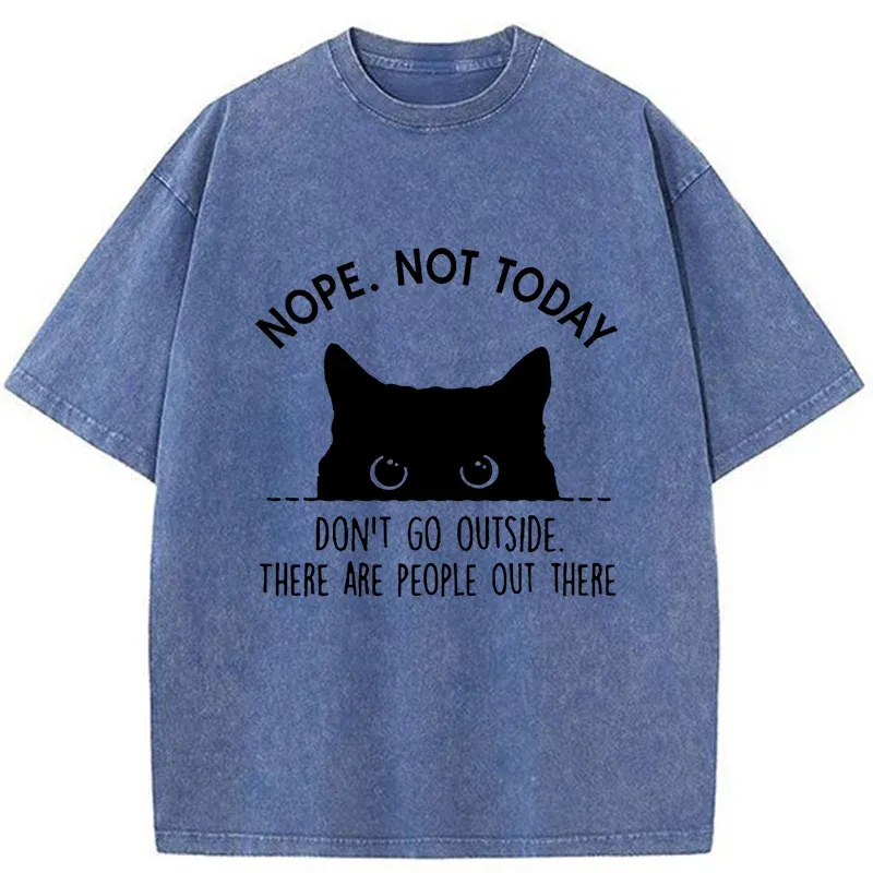 Tokyo-Tiger Introverted Cats Can't Go Outside Washed T-Shirt